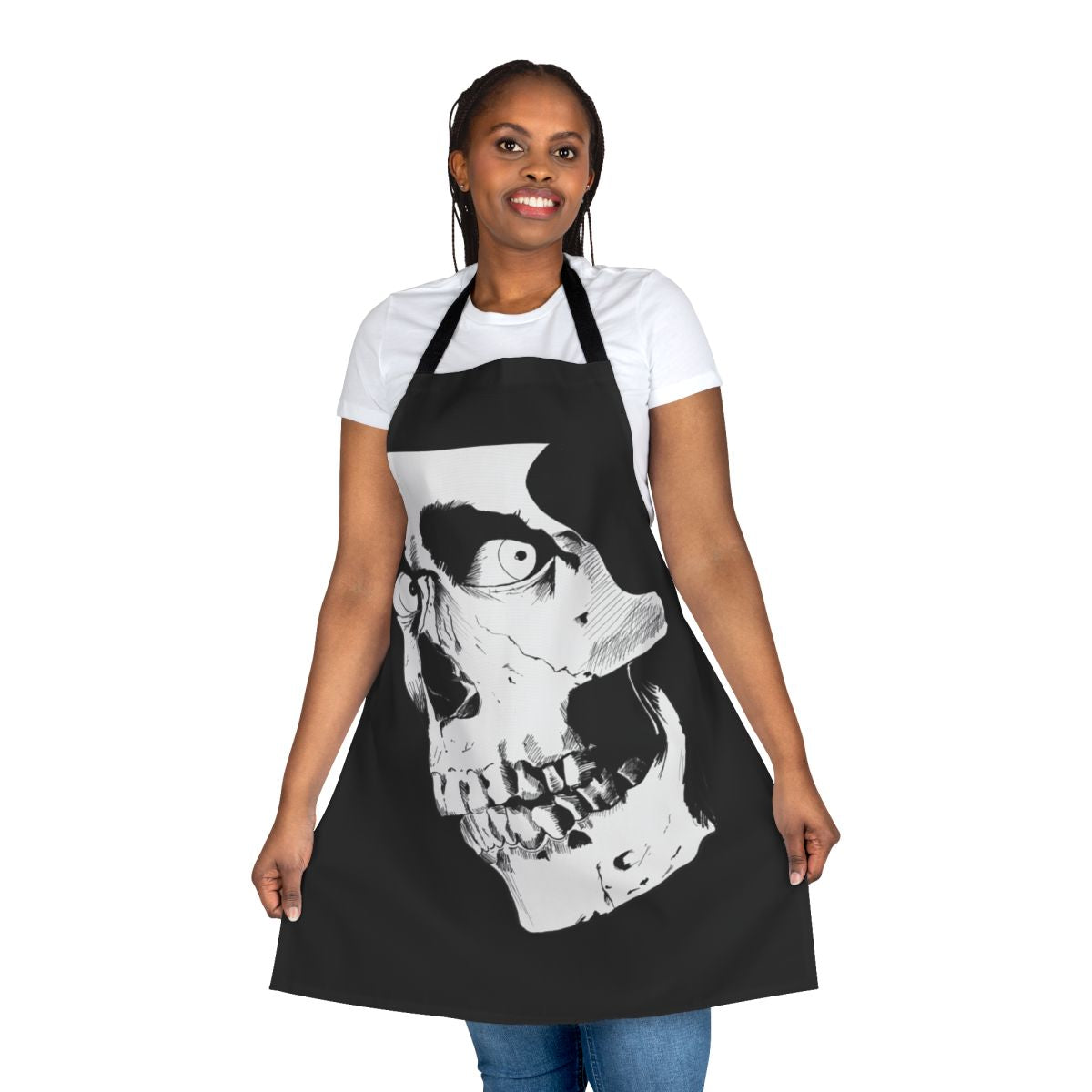 Chilling skull design horror apron for movie and horror enthusiasts