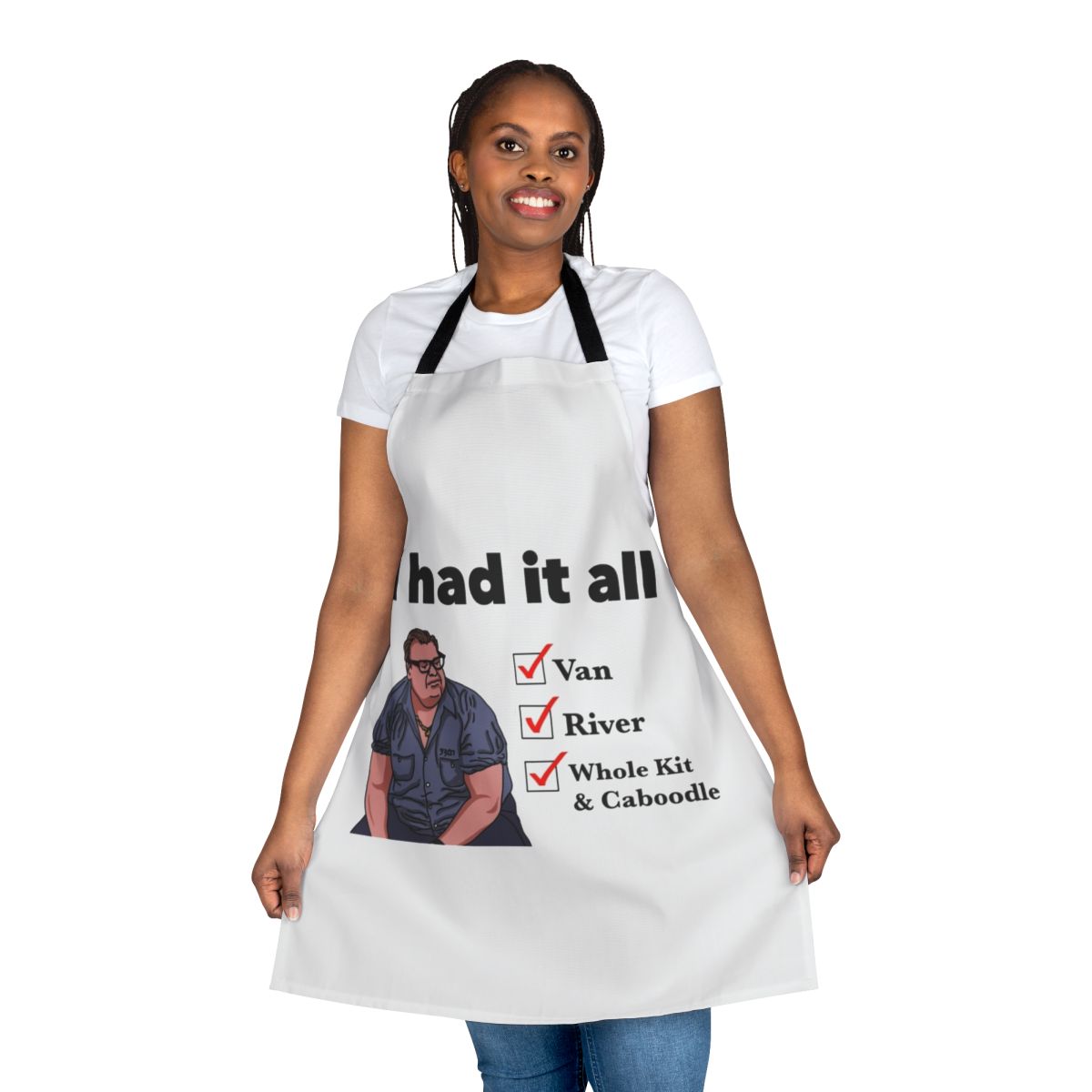 Chris Farley inspired "Scared Straight" apron with Matt Foley character design