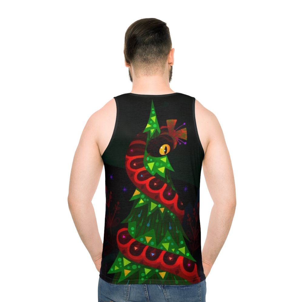 Christmas snake unisex tank top with holiday tree and marine life design