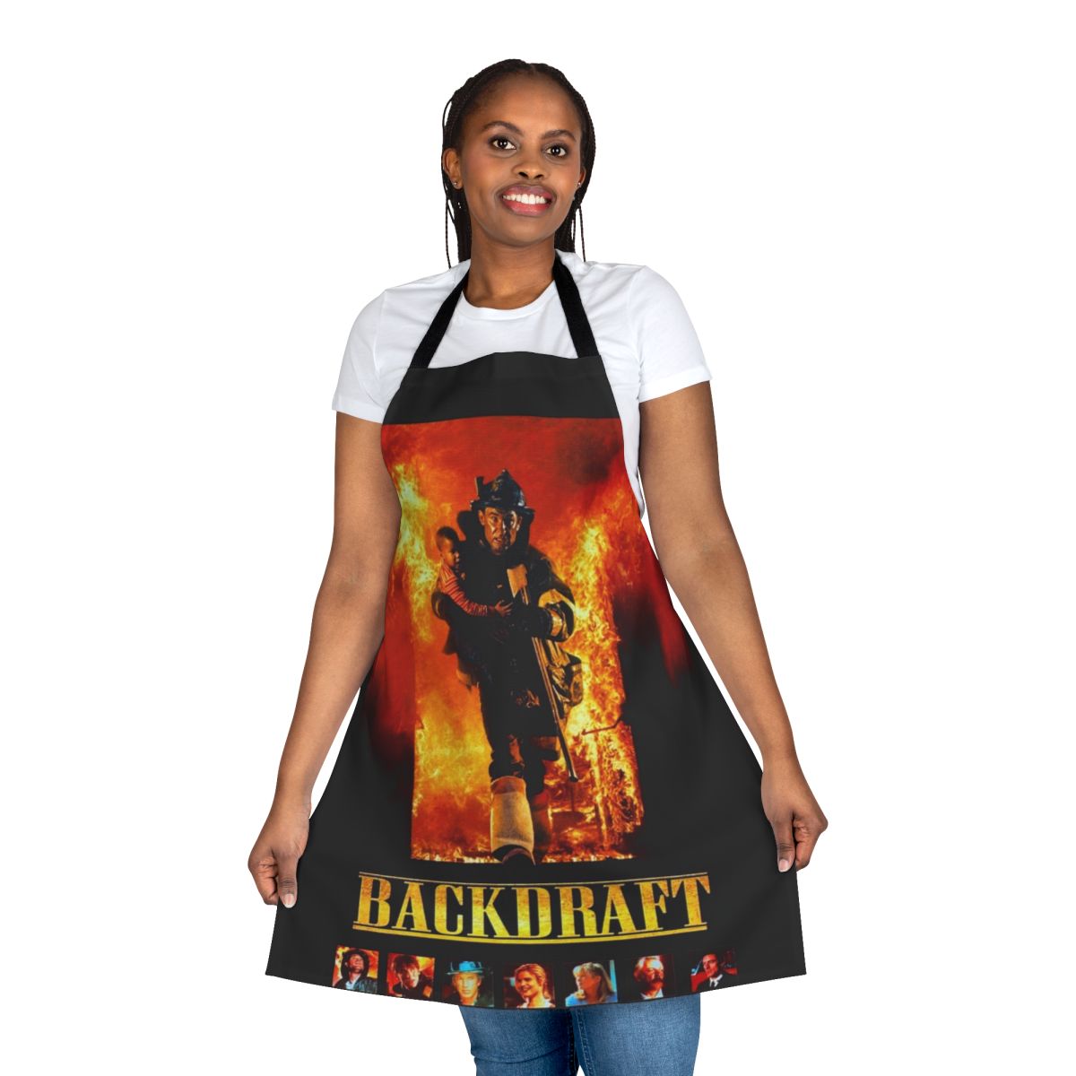 Classic 90s movie-inspired apron featuring Robert De Niro from the 1991 film Backdraft