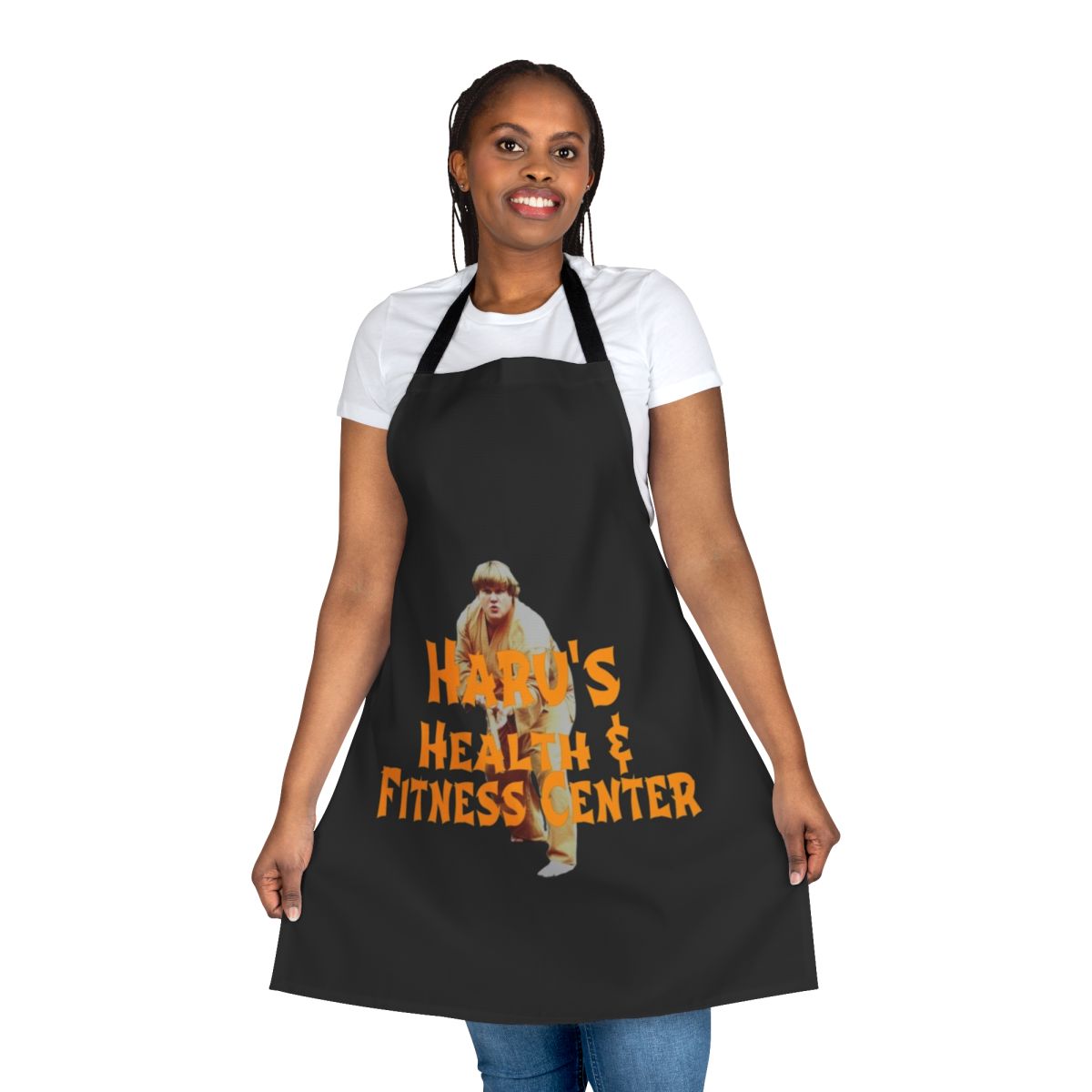 Classic apron featuring a design inspired by the iconic comedian Chris Farley
