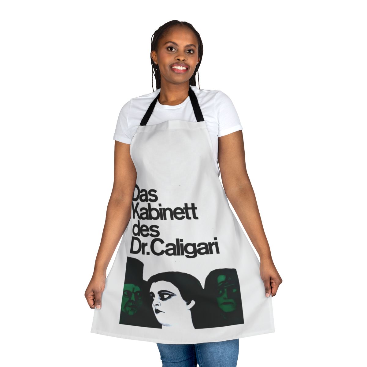Vintage-style apron featuring the iconic movie poster for the classic silent film "The Cabinet of Dr. Caligari" with Conrad Veidt.