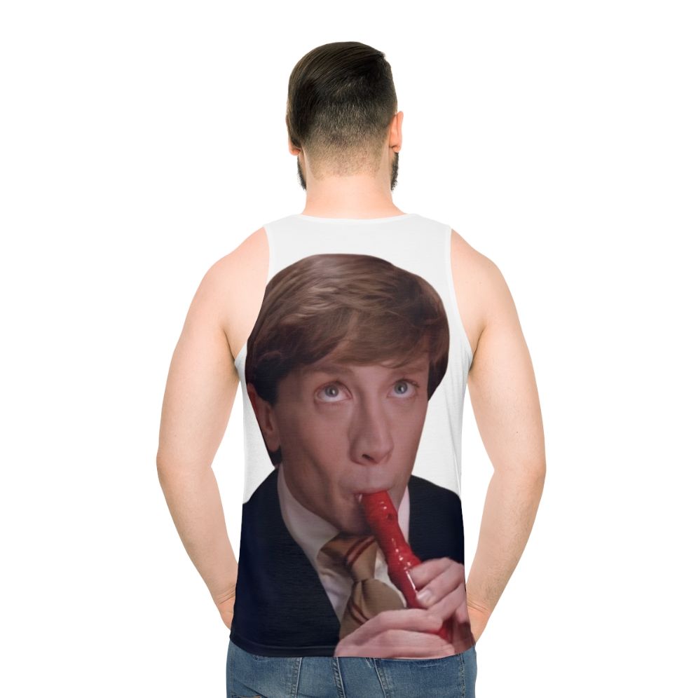 Clifford the Big Red Dog playing a recorder on a unisex tank top