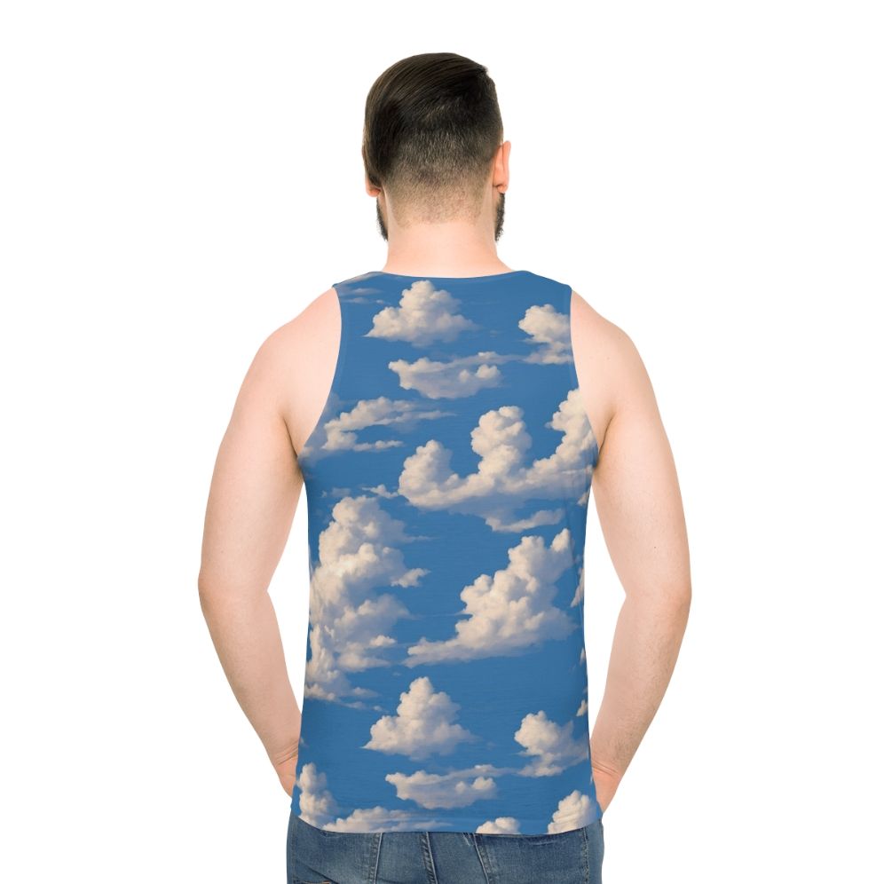 Unisex tank top with a cloud and sky print