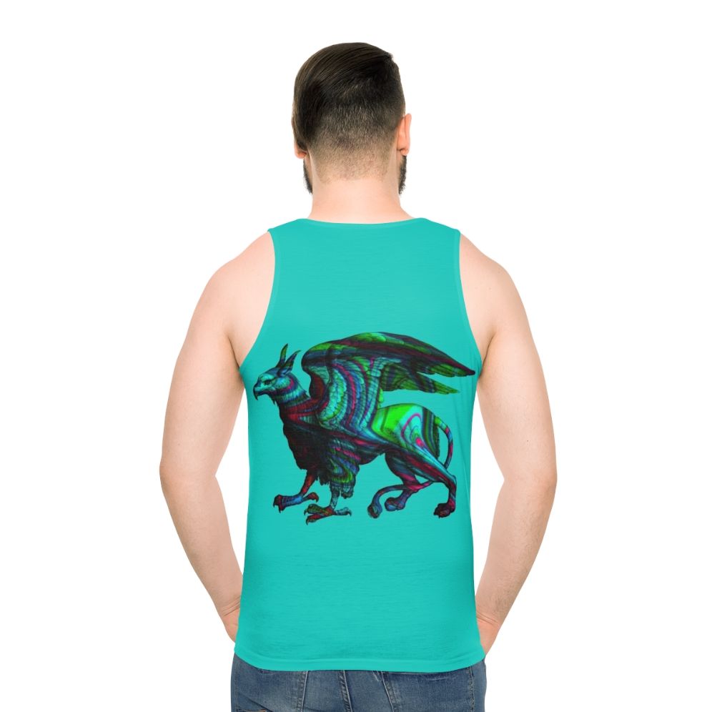 Colorful abstract griffin silhouette watercolor painting on unisex tank top