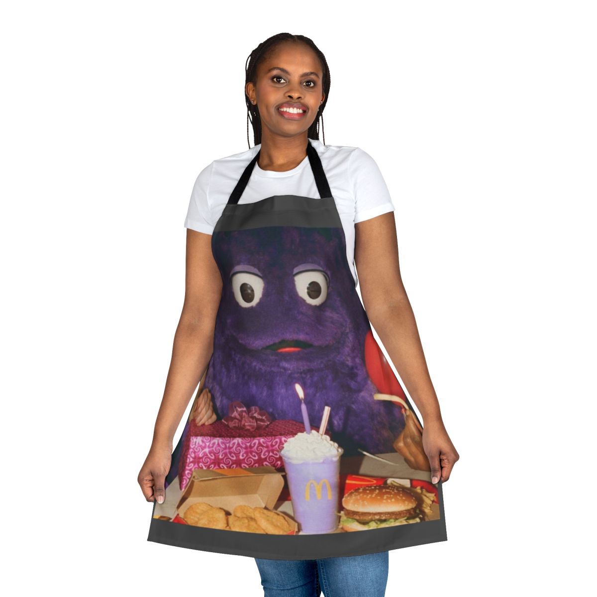 Grimace-themed apron for McDonalds fans