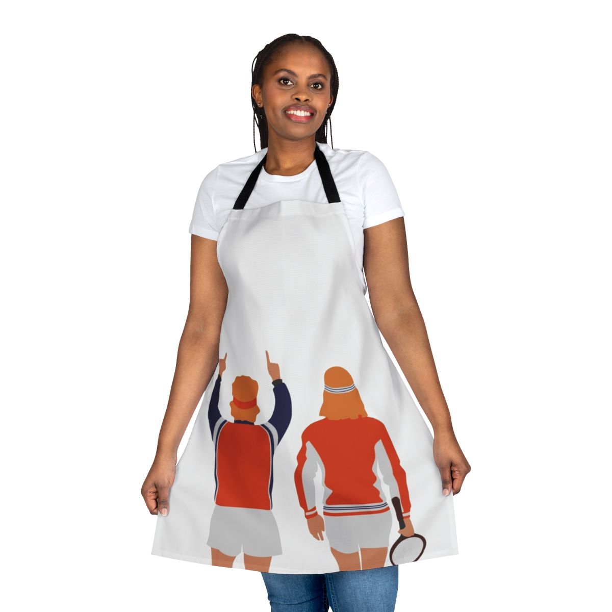 Apron featuring vector art design of tennis legends Bjorn Borg and John McEnroe