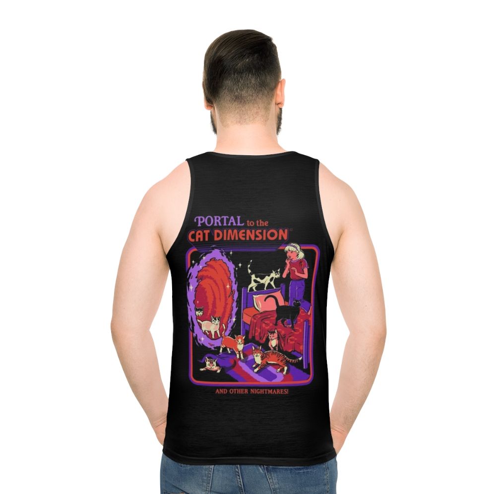 Unisex tank top with a cat dimension graphic