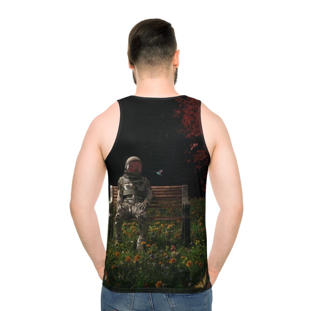 Unisex tank top with cosmic and nature-inspired design