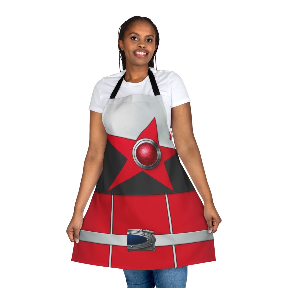 Cosmic space hero-themed apron with stars and galaxy design