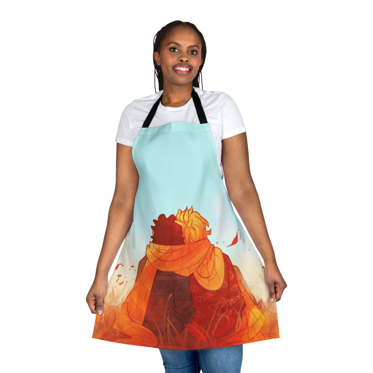 A handmade apron featuring a fall-inspired design