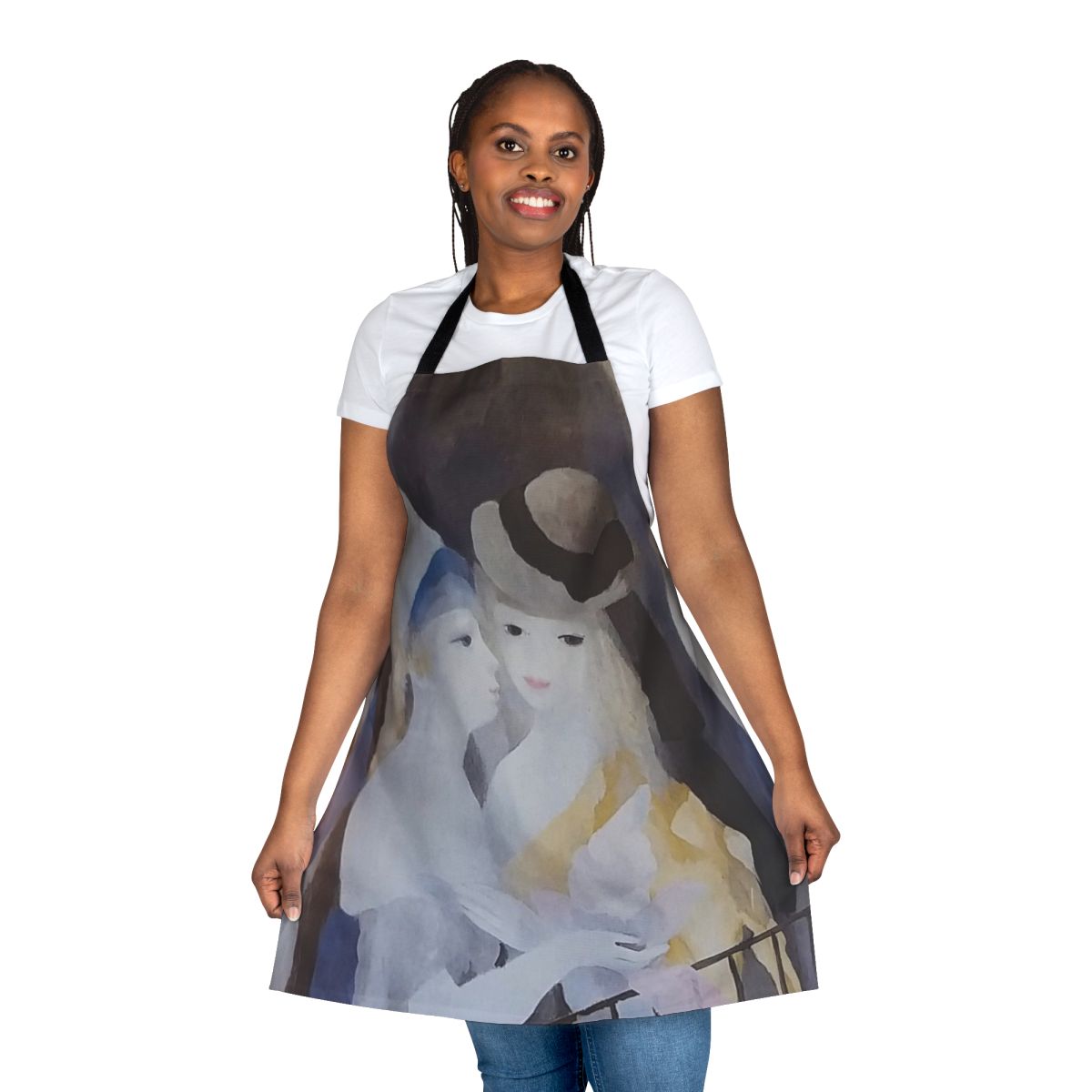 Cubist art apron with a design by French painter Marie Laurencin, known for her depictions of female friendship and relationships.
