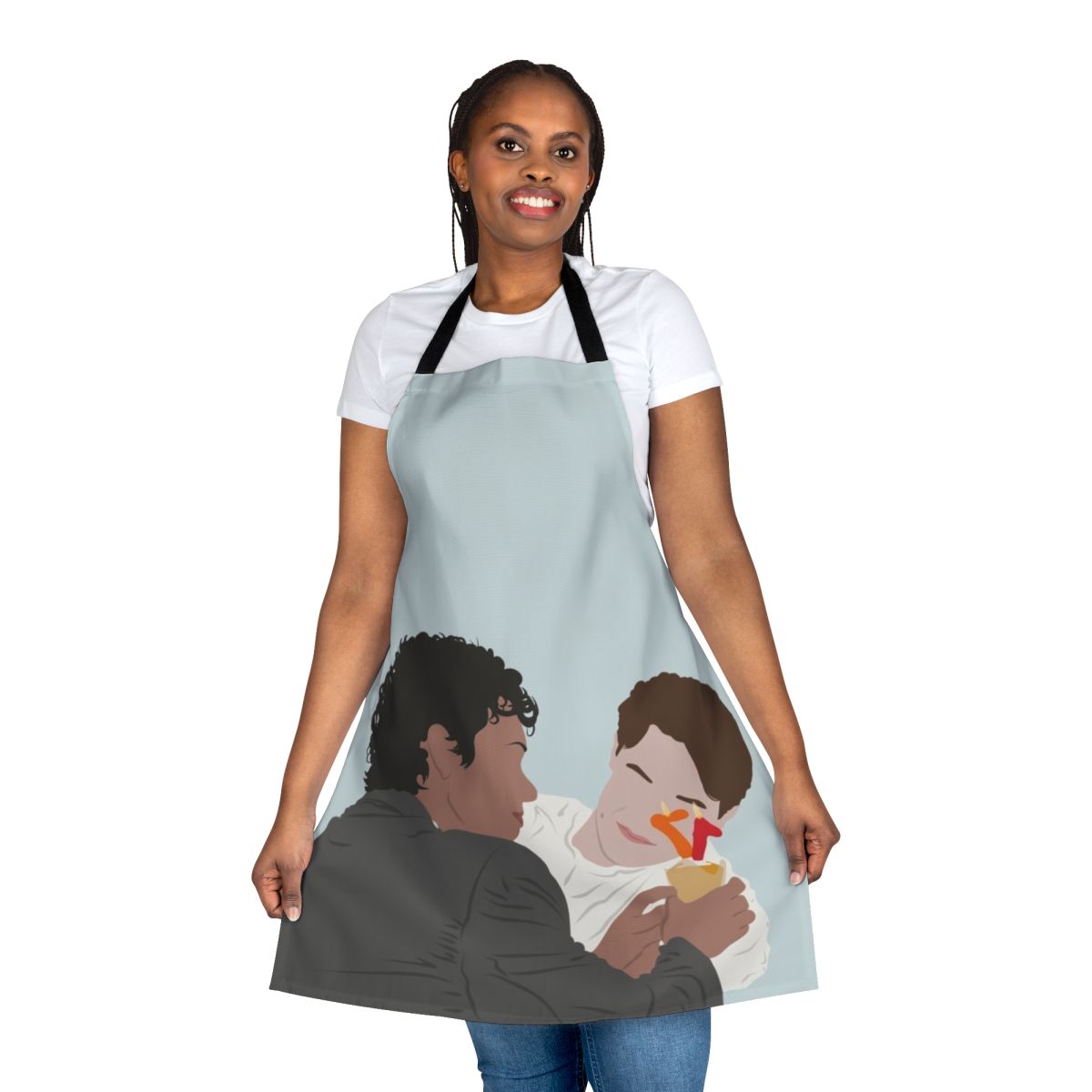 Custom Young Royals-inspired apron featuring line art of Prince Wilhelm and Simon Eriksson