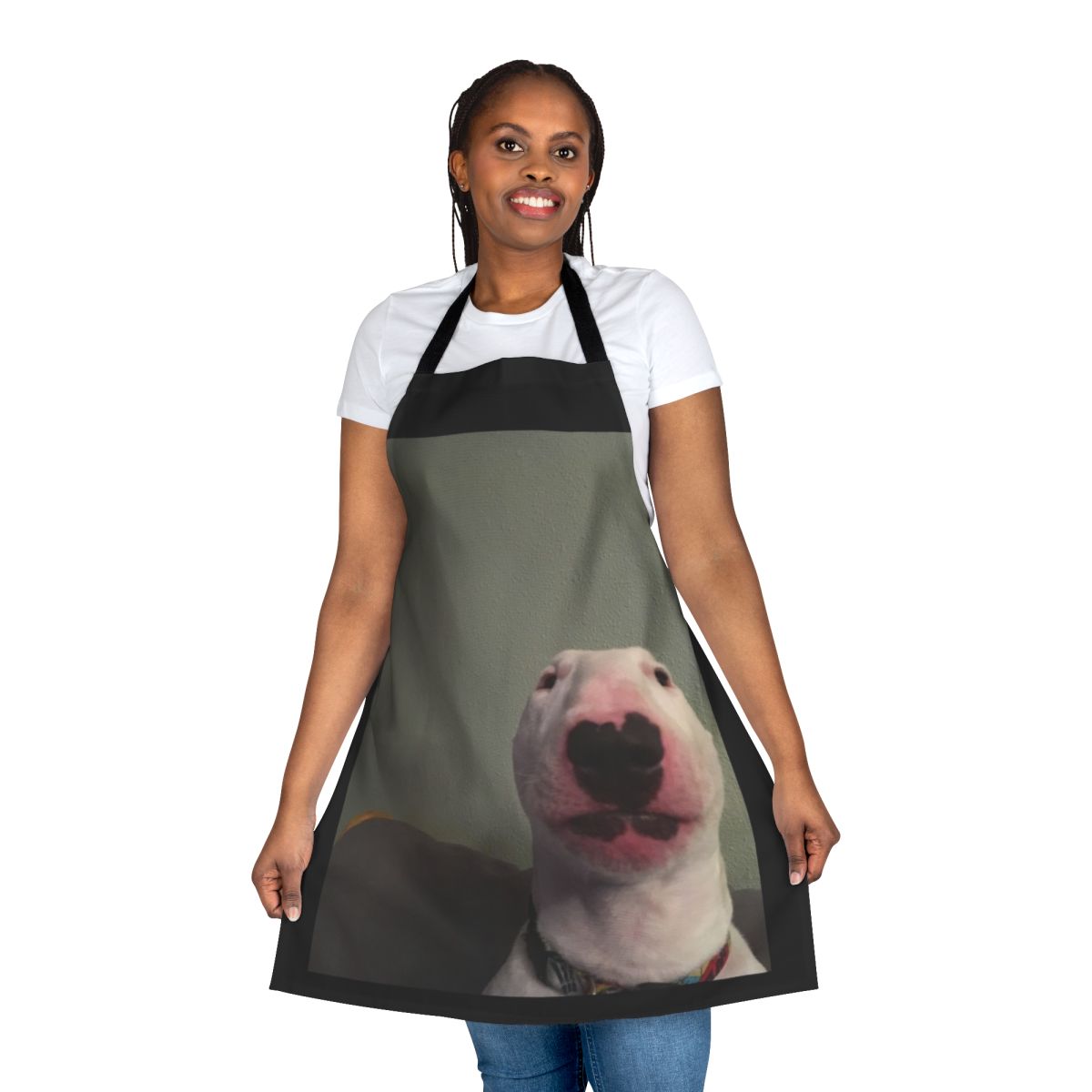 Illustration of a dog wearing an apron with the popular Walter meme design
