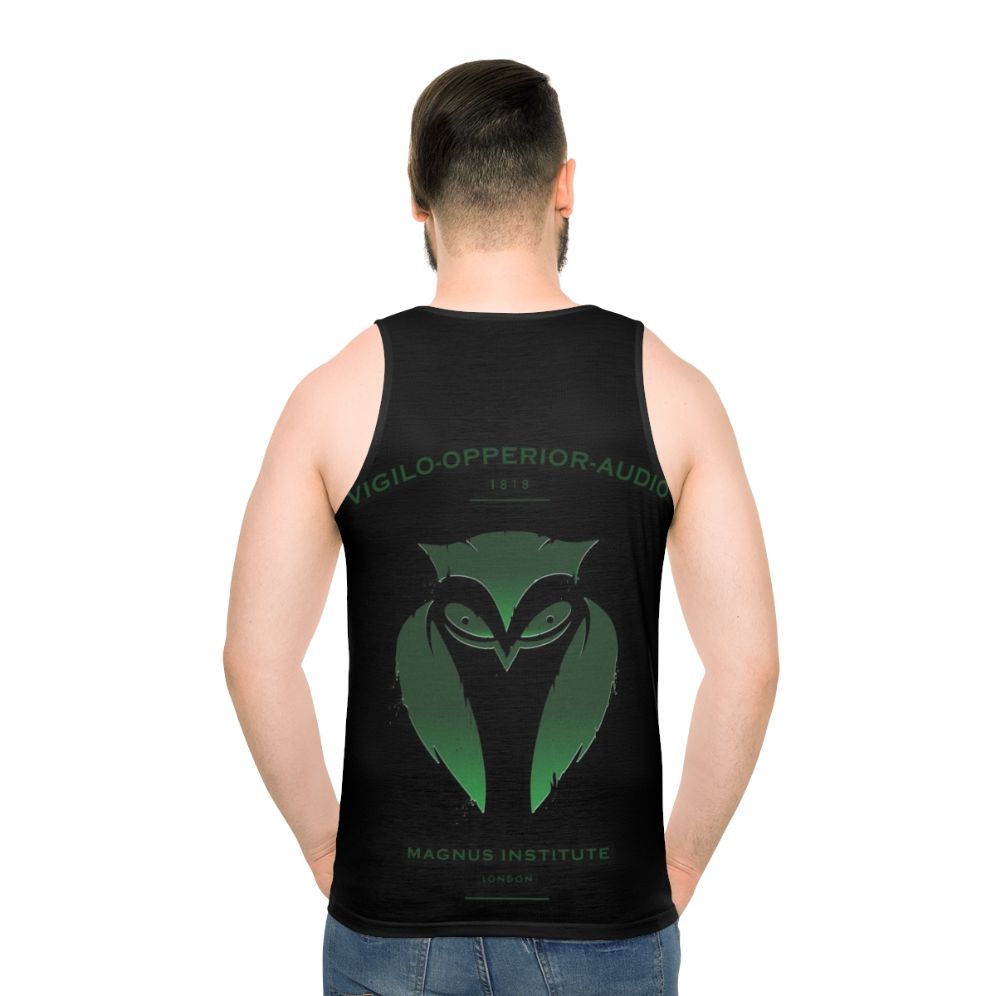 Dark academia unisex tank top with spooky emblem