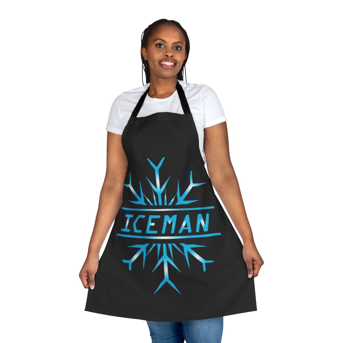 Darts themed apron featuring the Gerwen Price Iceman design