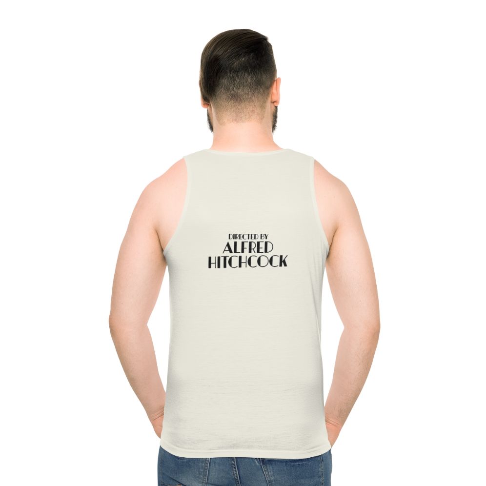 Unisex tank top featuring the text "Directed By Alfred Hitchcock"