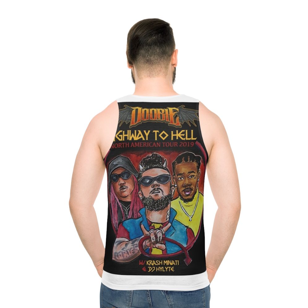 Doobie unisex tank top with minimalist graphic design