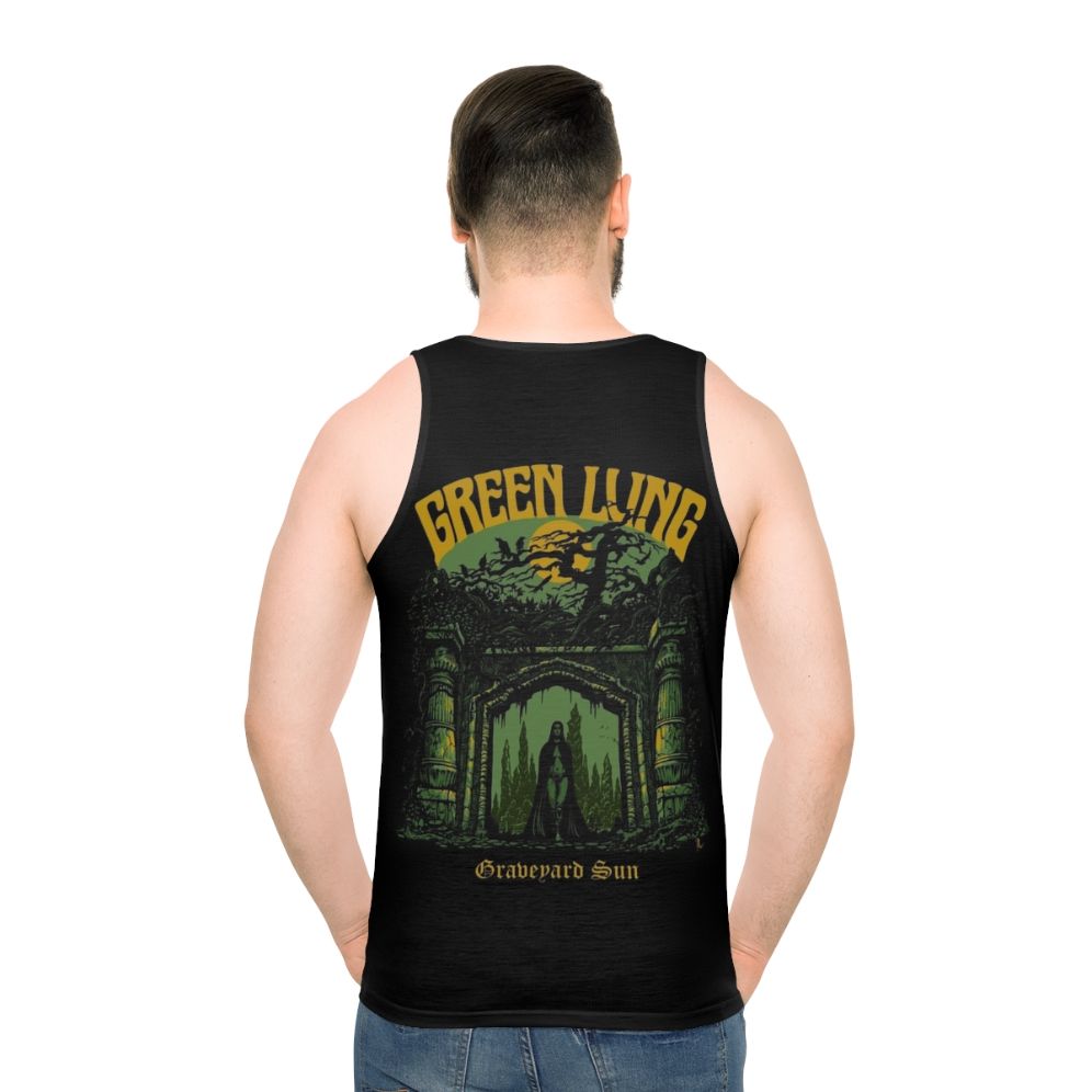 Green Unisex Tank Top with Doom Metal Graveyard Design