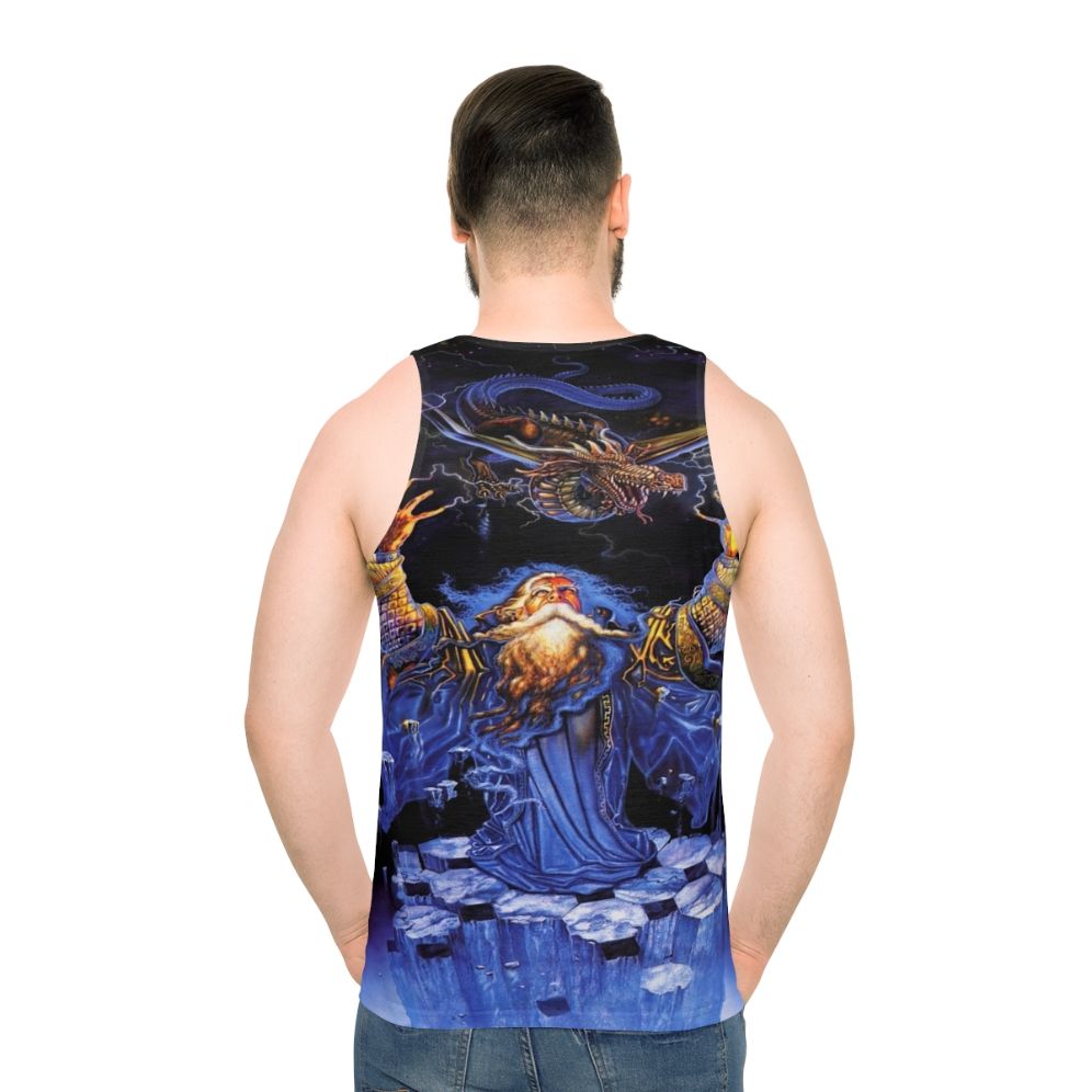 Dragon wizard graphic on unisex tank top