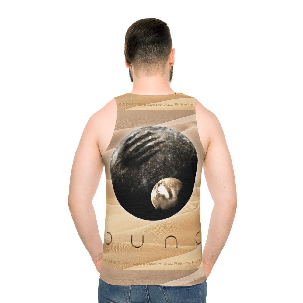 Dune movie inspired unisex tank top with planet and moon design