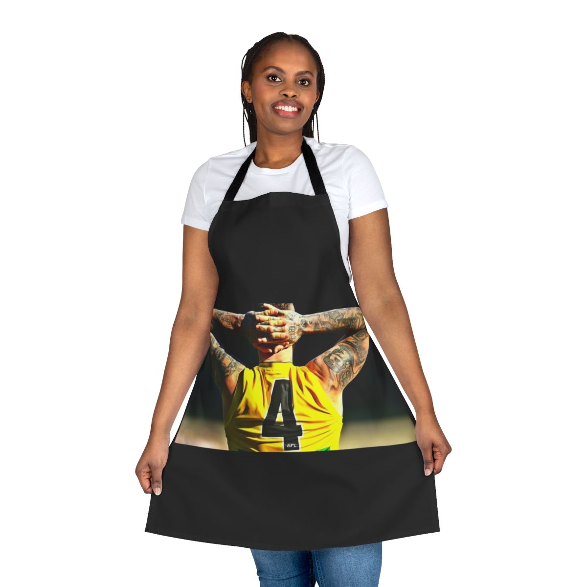 Dusty Martin-inspired apron featuring the Richmond Tigers logo and colors
