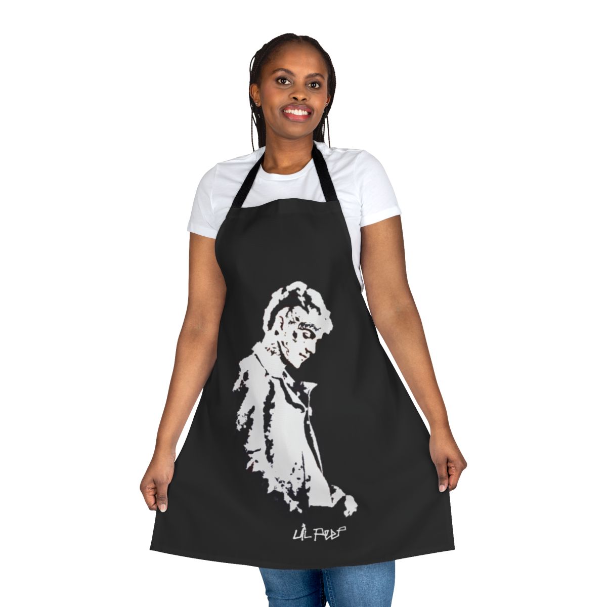 Crybaby-themed apron for emo, punk, and gothic style cooking
