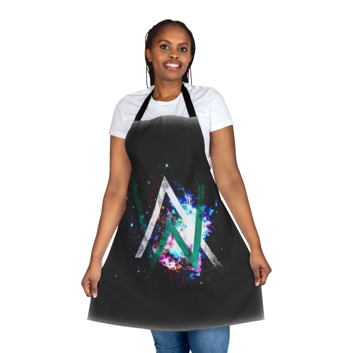 Electronic dance music inspired apron featuring a stylized design based on the album artwork of popular DJ and producer Alan Walker.
