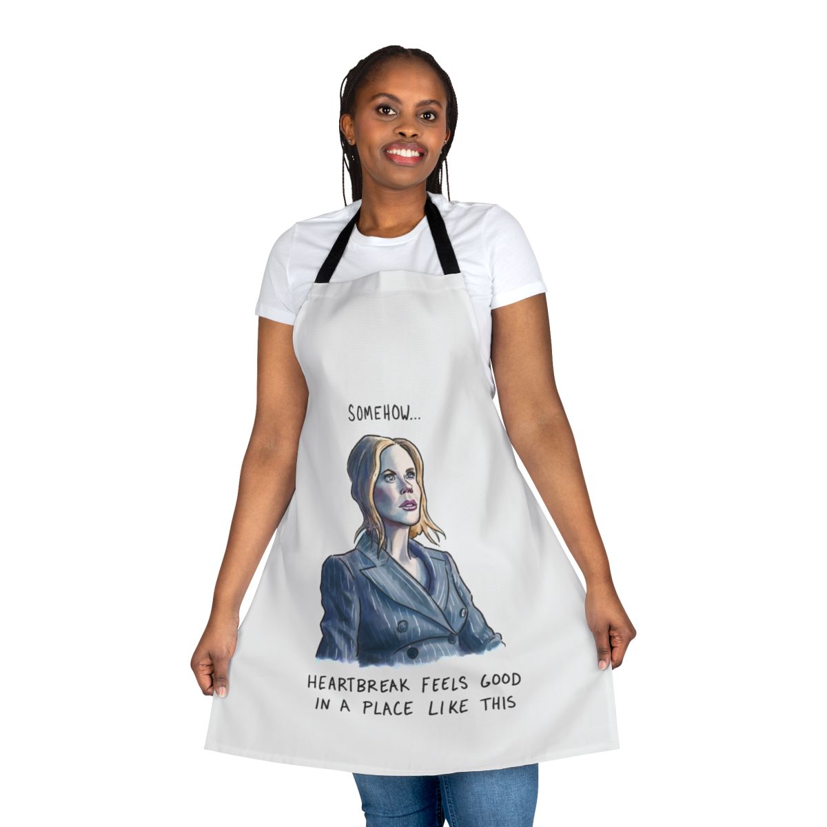 Elegant apron featuring a cinematic design inspired by Nicole Kidman's roles