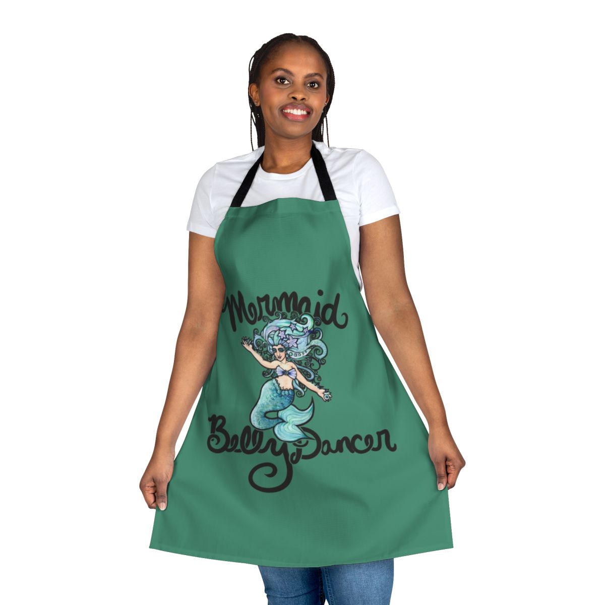 Whimsical mermaid-themed apron featuring a belly dancer design