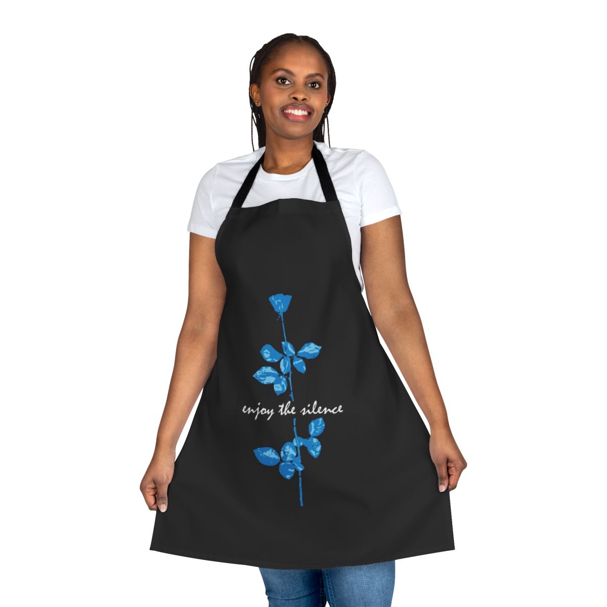 Enjoy the Silence Inspired Apron with Rose Design Featuring Depeche Mode Lyrics