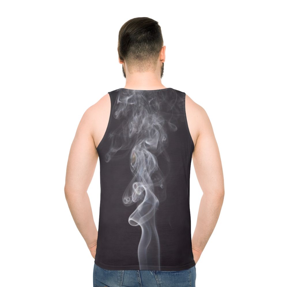 Unisex tank top featuring an abstract smoke pattern design