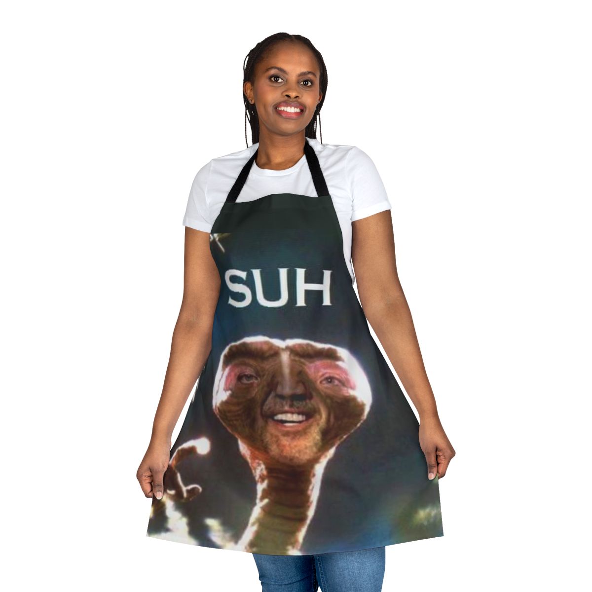 Apron featuring a "Suh Dude" meme design with an extraterrestrial character