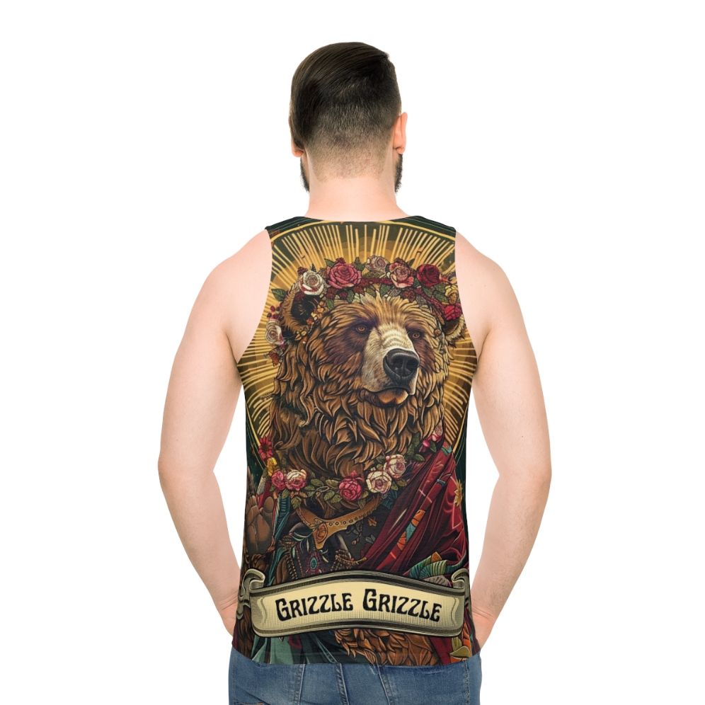 Unisex tank top with a grizzly bear design for feminist and activist apparel