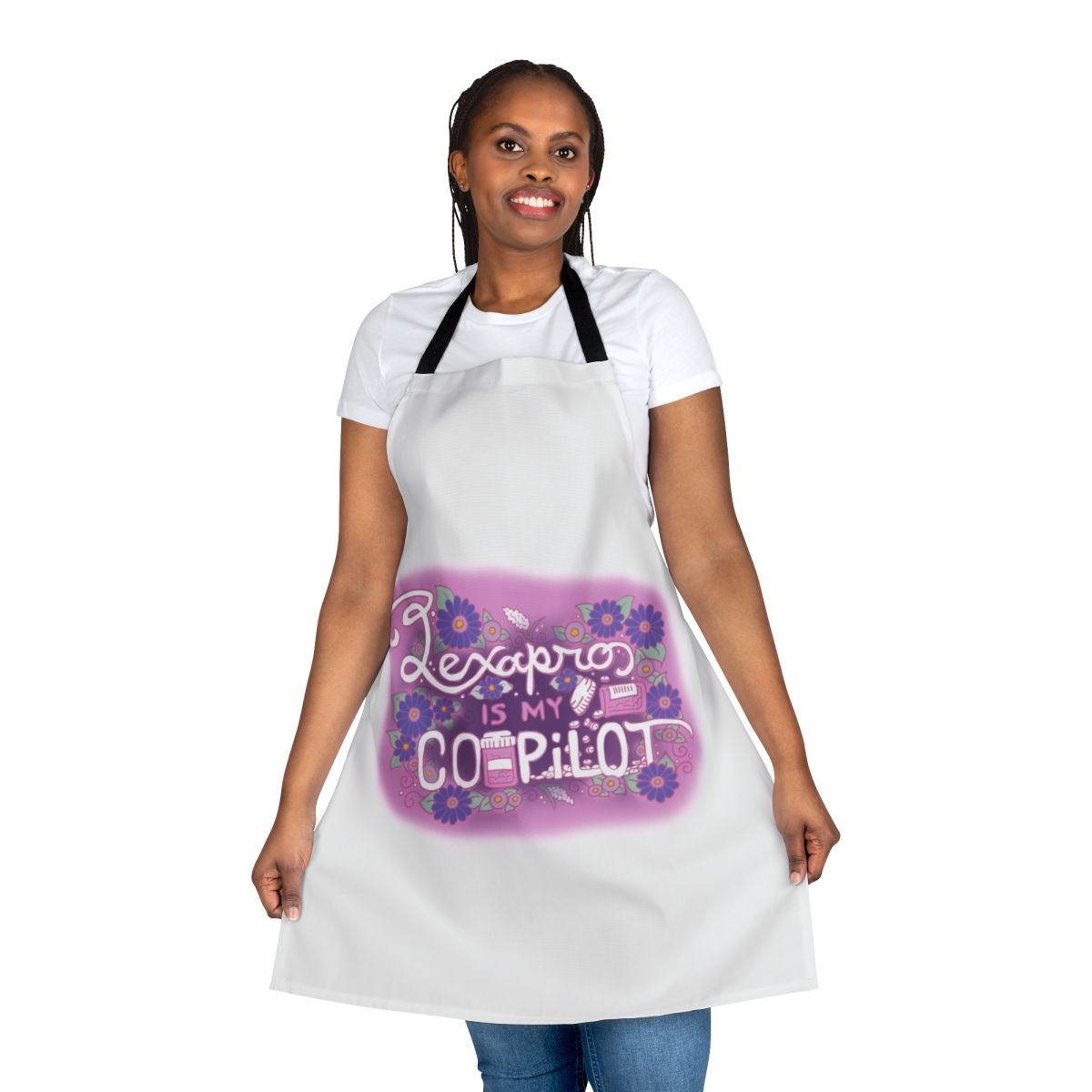 Lexapro Themed Apron with Floral Tattoo Illustration