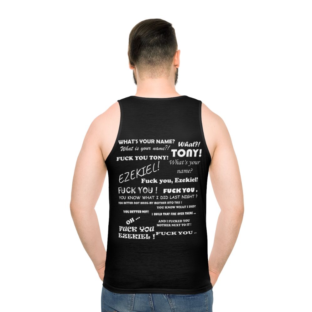 Unisex tank top with "Tony and Ezekiel Illarius Discussion" quote