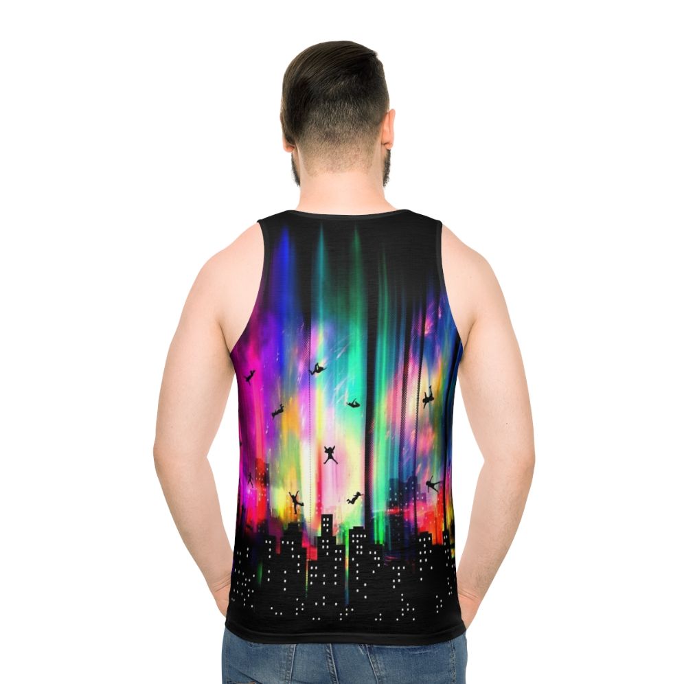 Unisex tank top with a futuristic graphic design