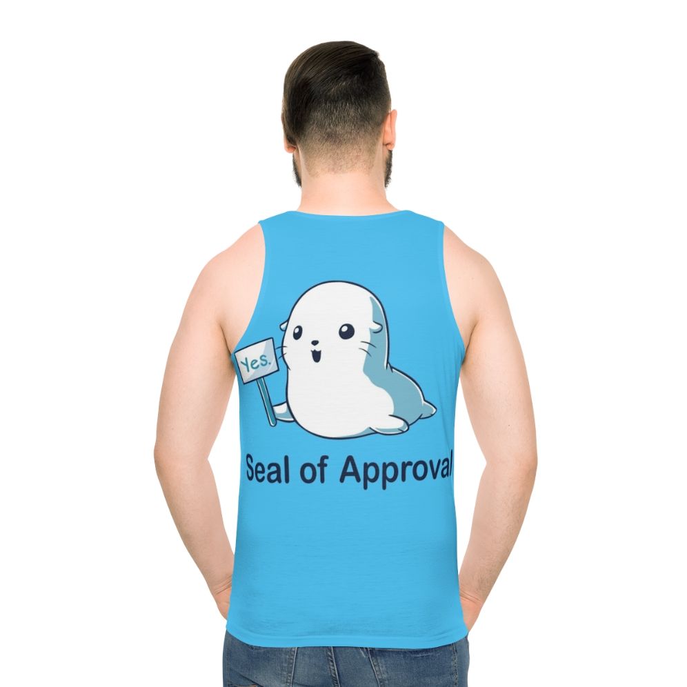 Geeky unisex tank top with seal of approval parody design