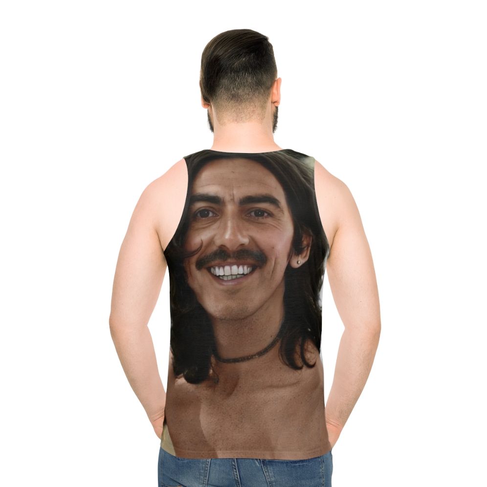 Colourised image of George Harrison wearing a unisex tank top