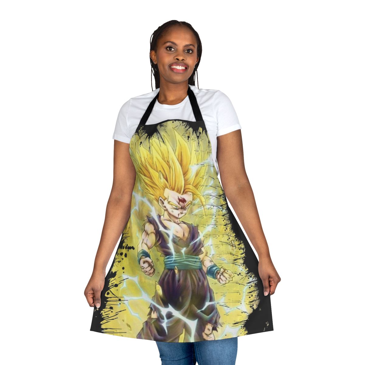 Gohan's Super Saiyan 2 inspired apron featuring fan art design