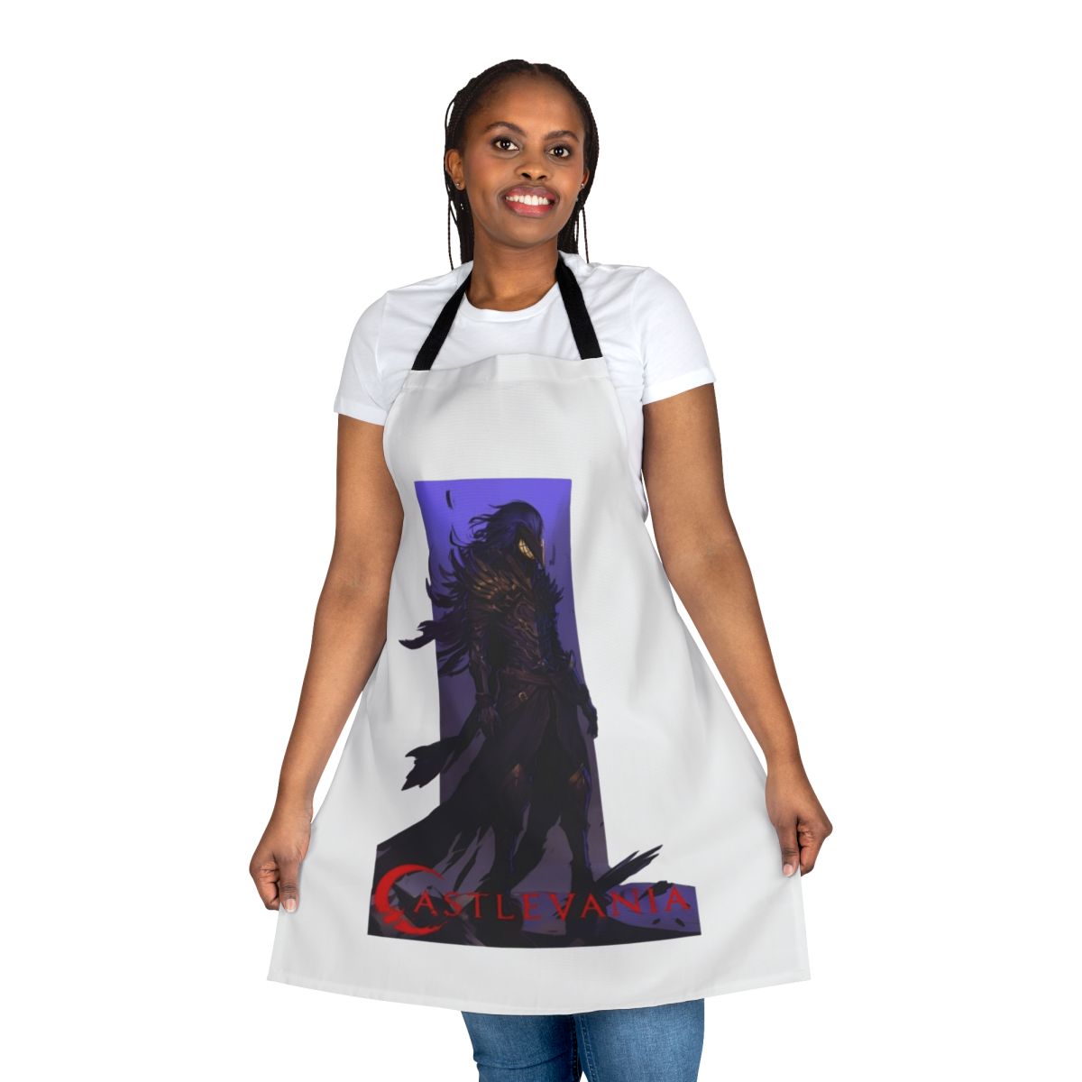A detailed, high-quality apron inspired by the Castlevania series, featuring the iconic Striga armor design.