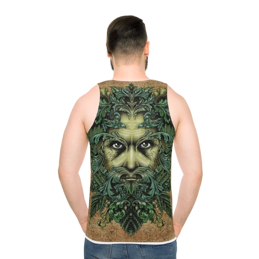 Green Man Unisex Tank Top with nature-inspired fantasy design