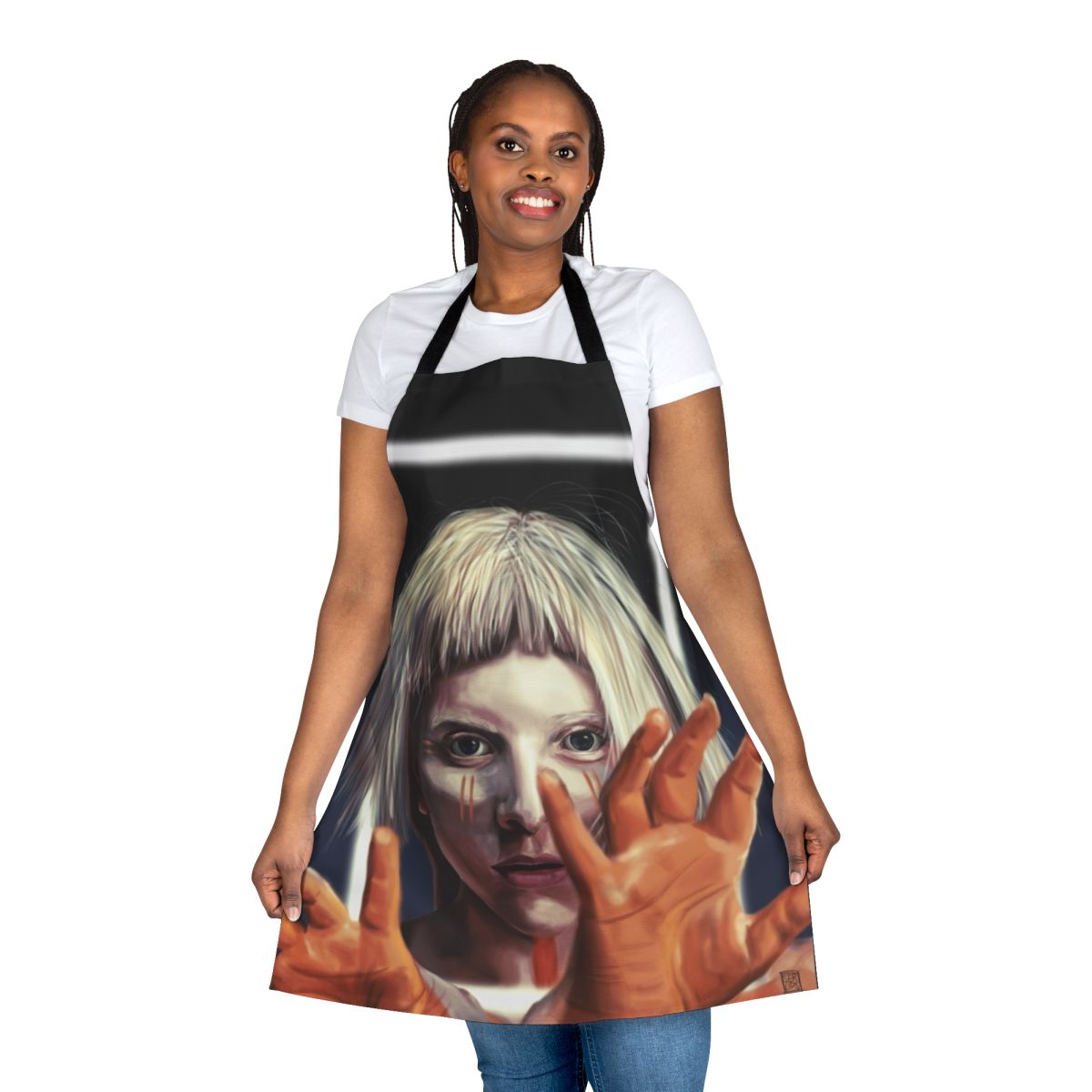 Handmade apron featuring Aurora's distinct musical and artistic style