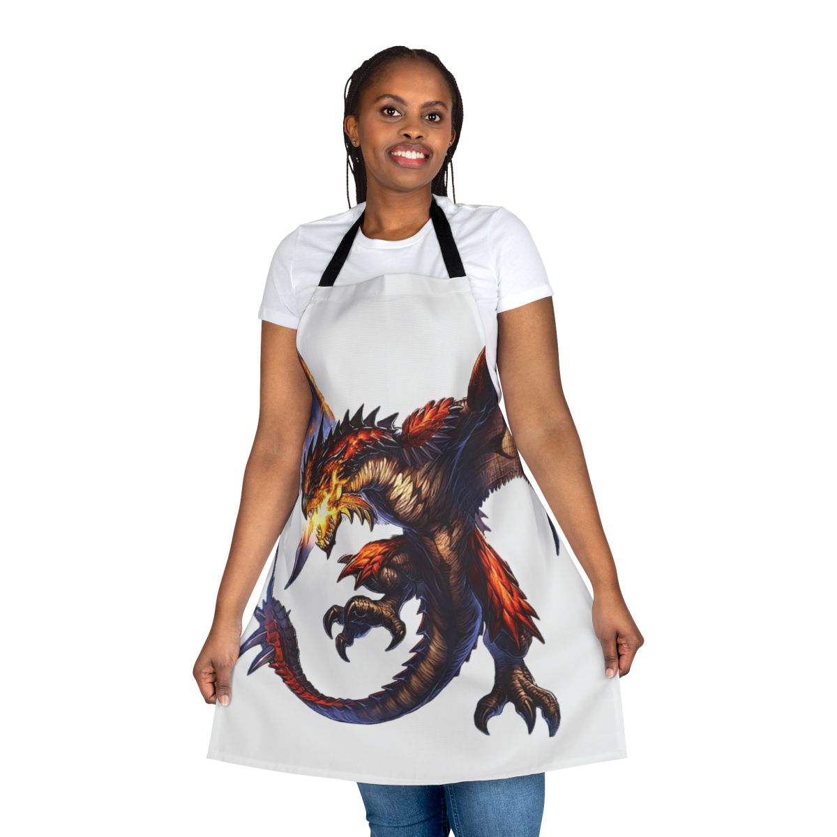 Handmade Monster Hunter themed apron featuring the iconic Rathalos monster