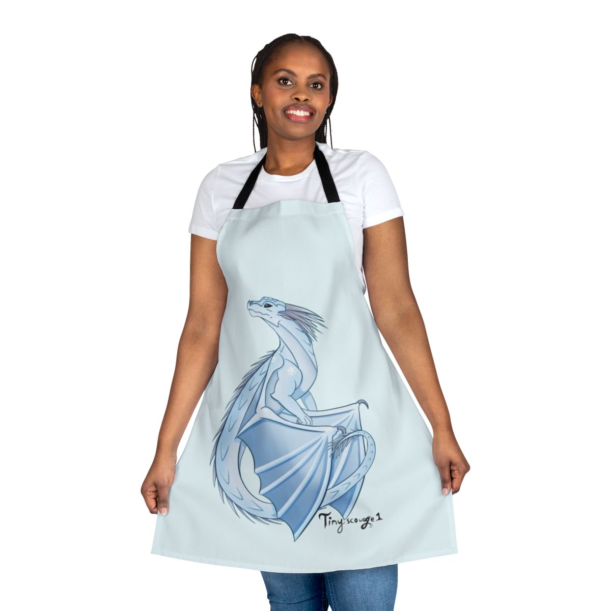 Handmade winter-themed icewing apron with wings of fire inspired design