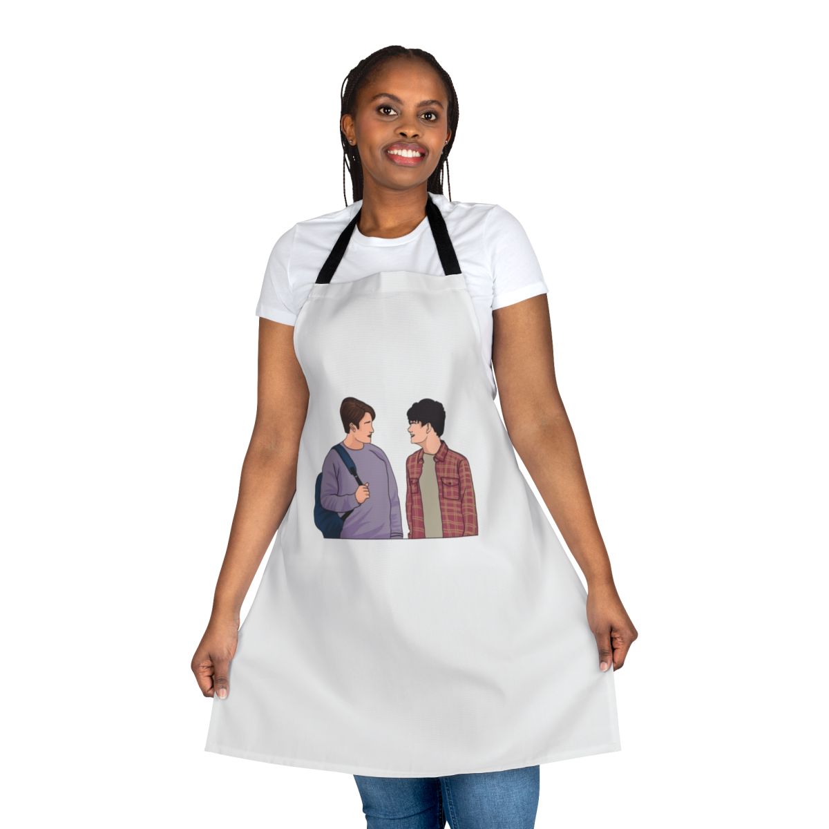 Heartstopper-inspired apron featuring Nick Nelson and Charlie Spring