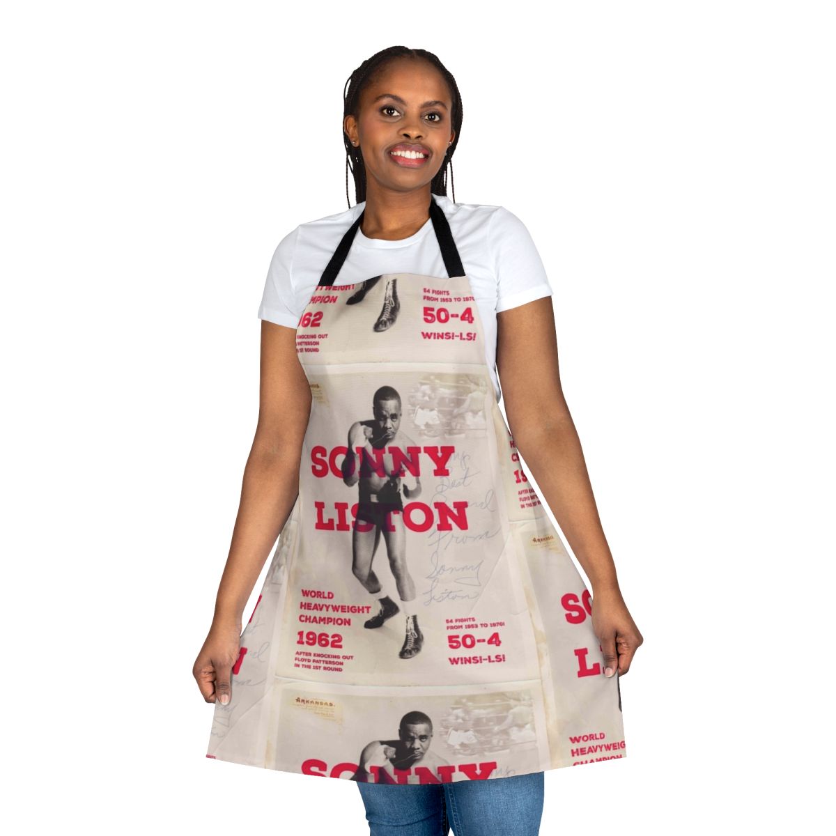 Heavyweight boxer inspired apron with a classic 1960s boxing design