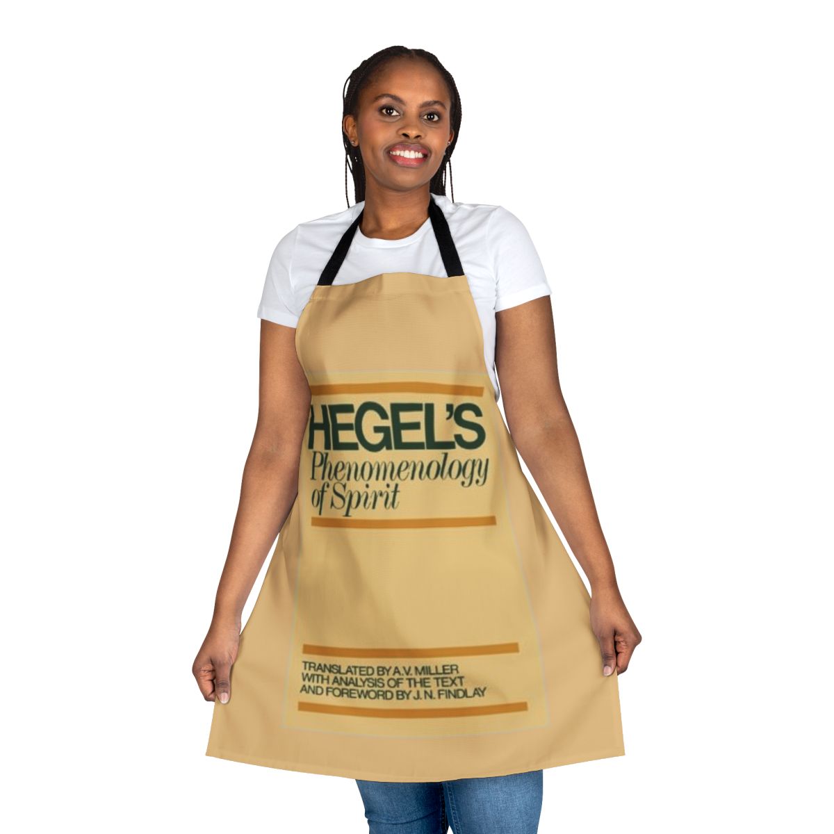 Hegel Phenomenology of Spirit-themed apron with classic blue and white design