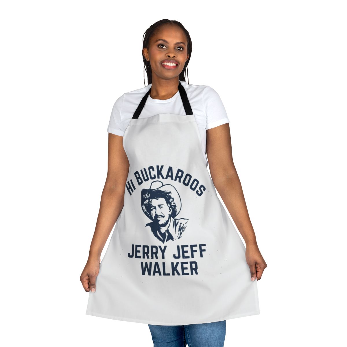Apron featuring a graphic design inspired by country music legend Jerry Jeff Walker