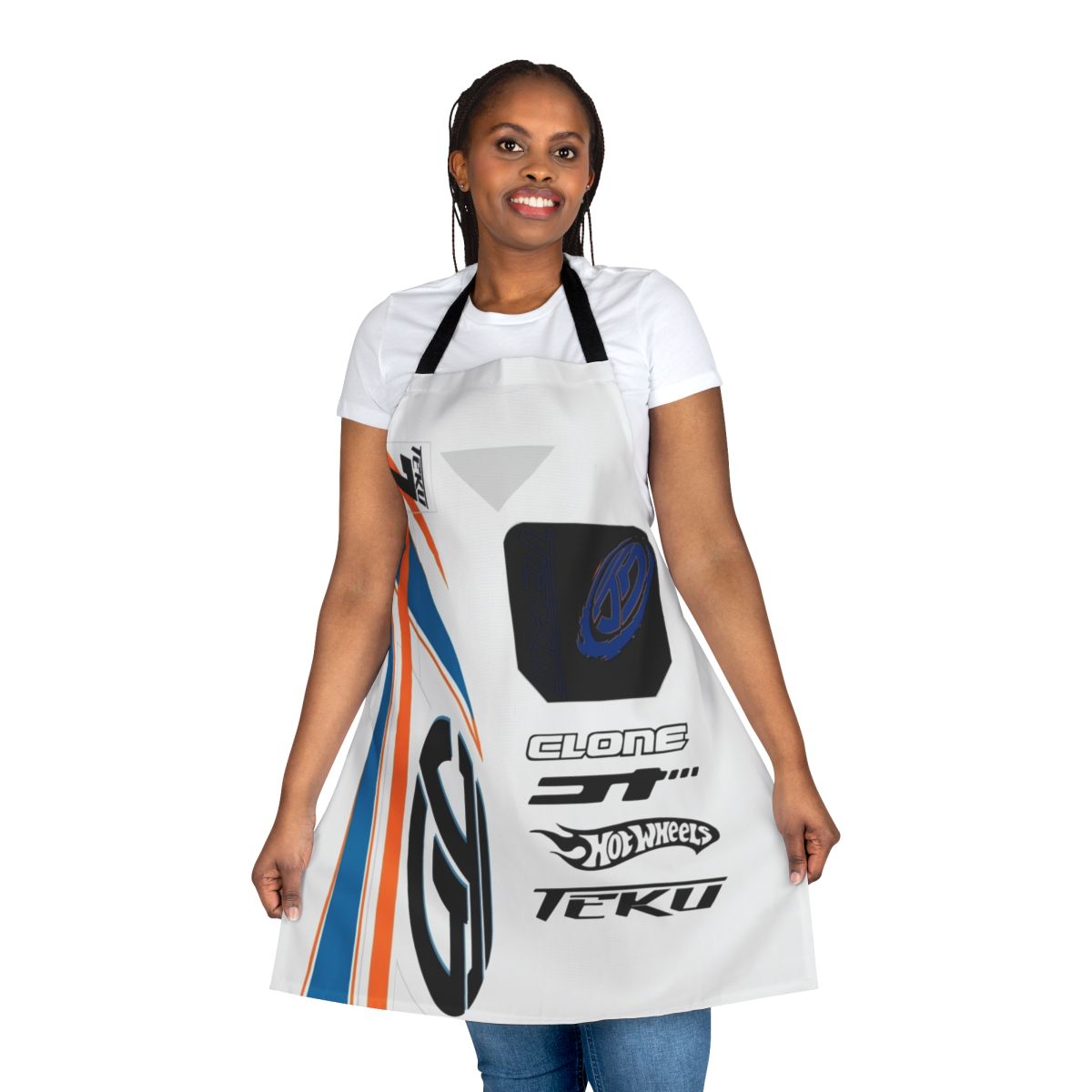 High-performance, racing-themed apron with automotive-inspired design
